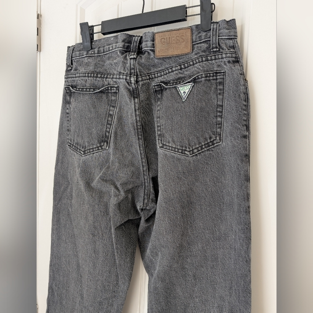 VTG Green Tag Guess Jeans‎ In Washed Black Size 34